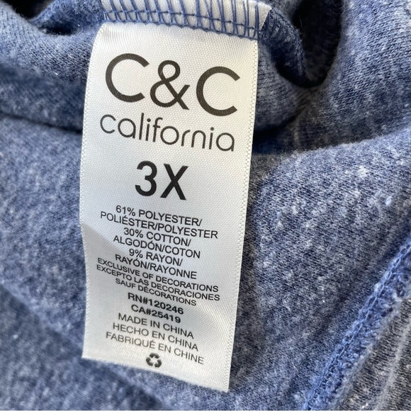 C&C California Women's Blue TWINKLE TWINKLE Sequin Fleece Sweatshirt Size 3X NWT - Picture 6 of 8